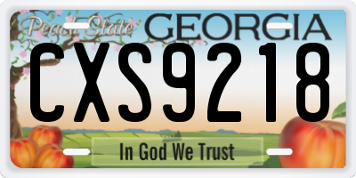 GA license plate CXS9218