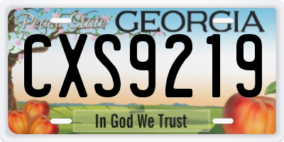GA license plate CXS9219