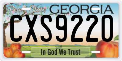 GA license plate CXS9220