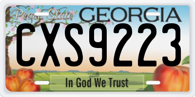 GA license plate CXS9223
