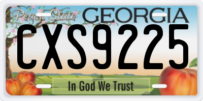 GA license plate CXS9225