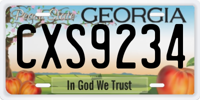 GA license plate CXS9234
