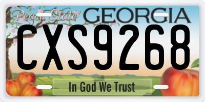 GA license plate CXS9268