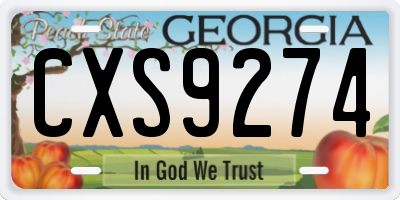 GA license plate CXS9274