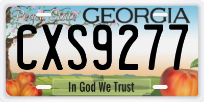 GA license plate CXS9277