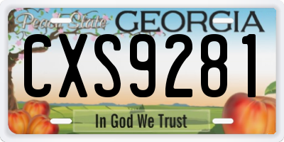 GA license plate CXS9281