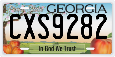 GA license plate CXS9282