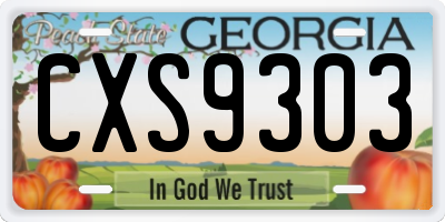 GA license plate CXS9303