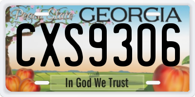 GA license plate CXS9306