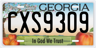 GA license plate CXS9309