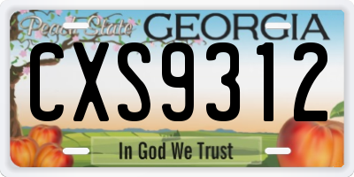 GA license plate CXS9312