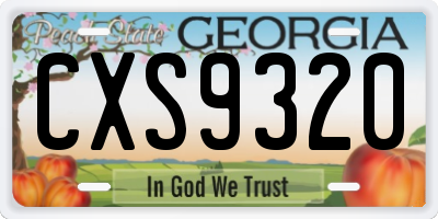 GA license plate CXS9320