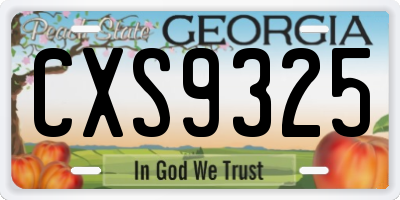 GA license plate CXS9325
