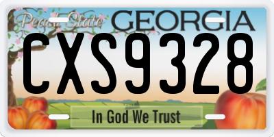 GA license plate CXS9328