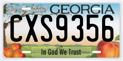 GA license plate CXS9356
