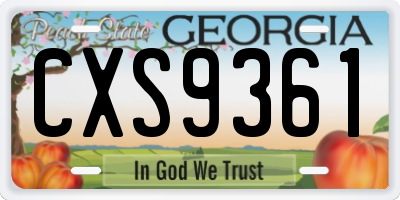 GA license plate CXS9361