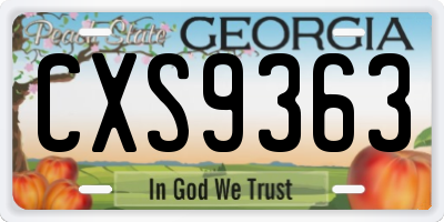 GA license plate CXS9363