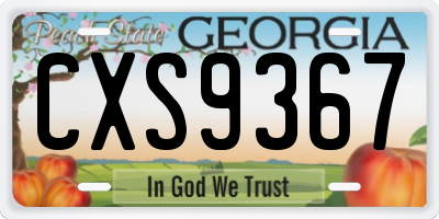 GA license plate CXS9367