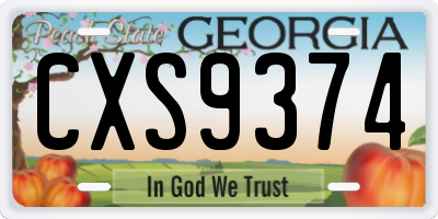 GA license plate CXS9374