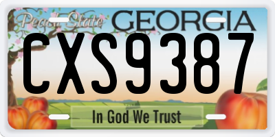 GA license plate CXS9387