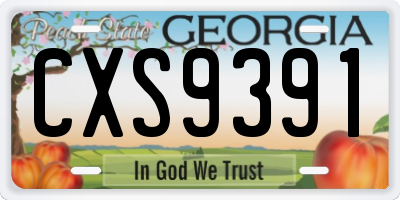 GA license plate CXS9391