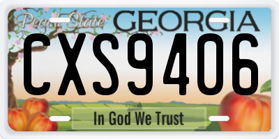 GA license plate CXS9406