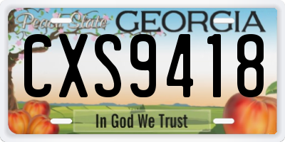 GA license plate CXS9418