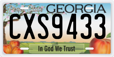 GA license plate CXS9433