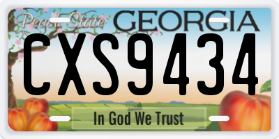 GA license plate CXS9434