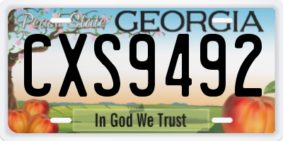 GA license plate CXS9492
