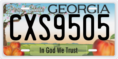 GA license plate CXS9505