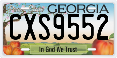 GA license plate CXS9552