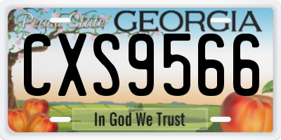 GA license plate CXS9566