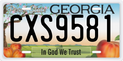 GA license plate CXS9581