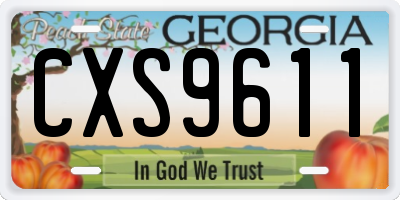GA license plate CXS9611