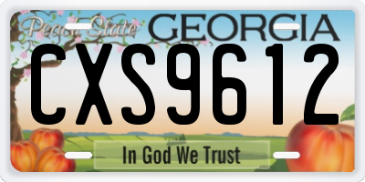 GA license plate CXS9612