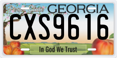 GA license plate CXS9616