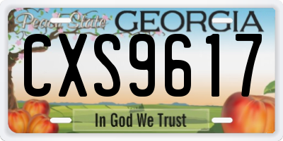 GA license plate CXS9617