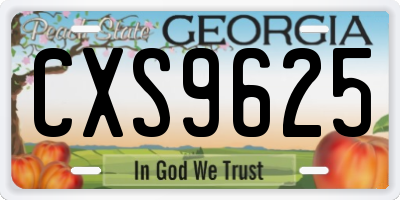GA license plate CXS9625