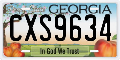 GA license plate CXS9634