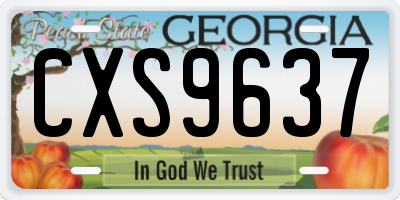 GA license plate CXS9637