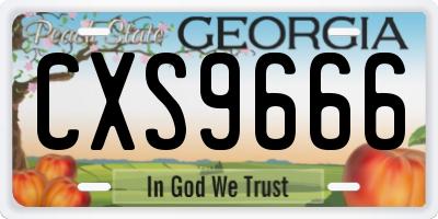 GA license plate CXS9666
