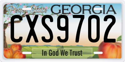 GA license plate CXS9702