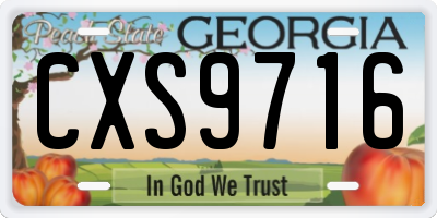 GA license plate CXS9716