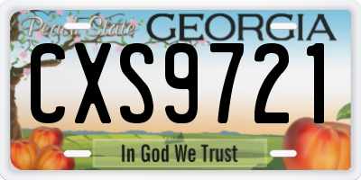 GA license plate CXS9721