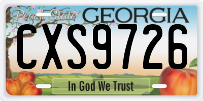 GA license plate CXS9726