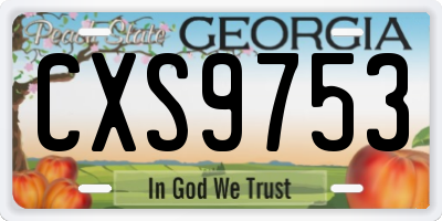 GA license plate CXS9753