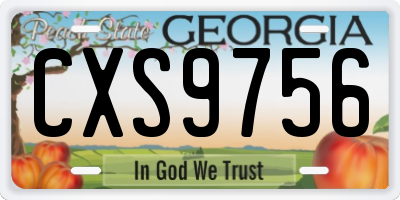 GA license plate CXS9756