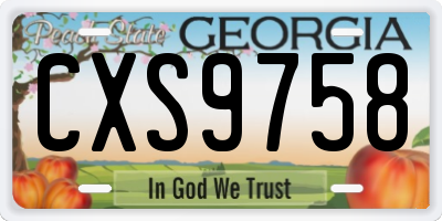 GA license plate CXS9758