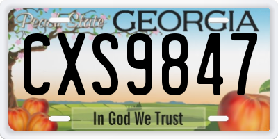 GA license plate CXS9847